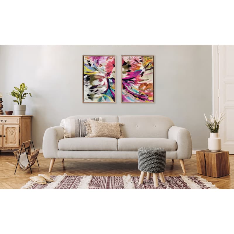 Kate and Laurel Sylvie Beaded Amaze Left and Right Framed Canvas Art Set by Inkheart Designs