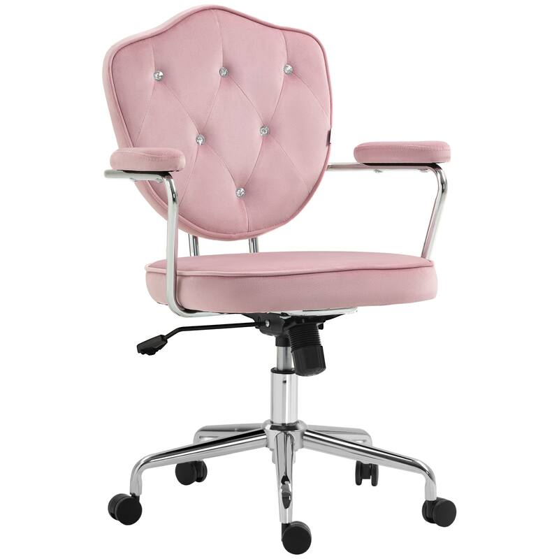 Cute Velvet Office Chair with Button Tufted Back, Swivel Vanity Chair, and Adjustable Height for Home or Desk Use