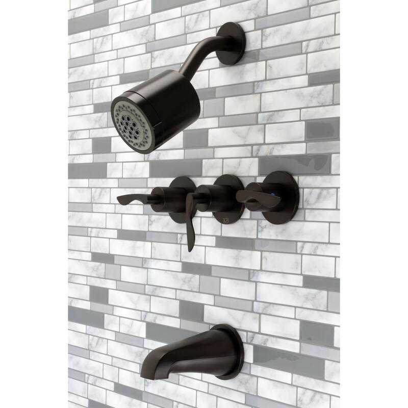 Kingston Brass Serena Three-Handle Tub and Shower Faucet