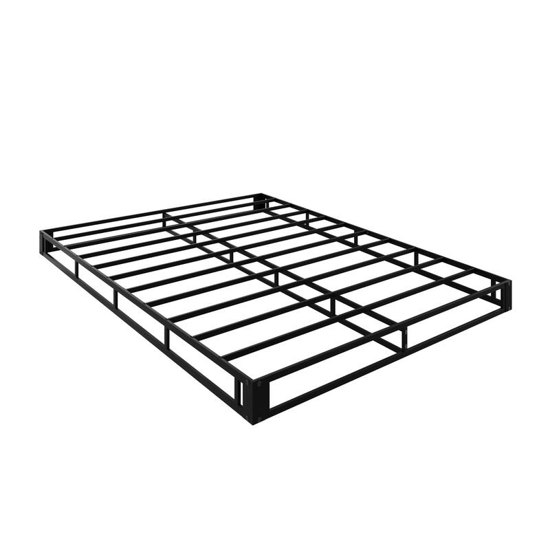 Clayfell Walpi 5" Metal Box Spring / Bed Foundation - Warm Gray/Black, Durable Metal Construction