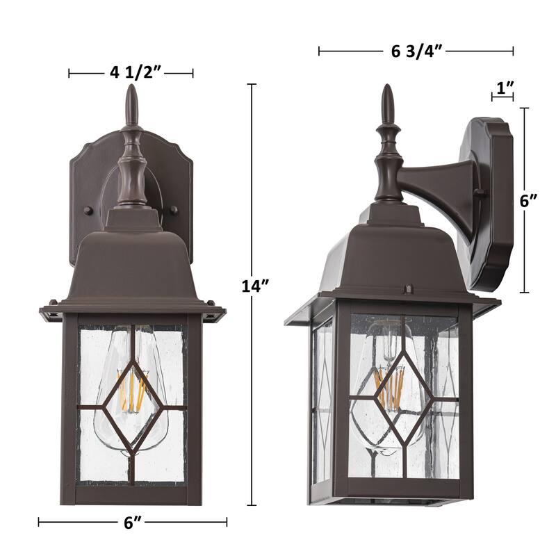 C Cattleya 2-Pack 14in ORB Outdoor Wall Lantern Sconce with Seeded Glass