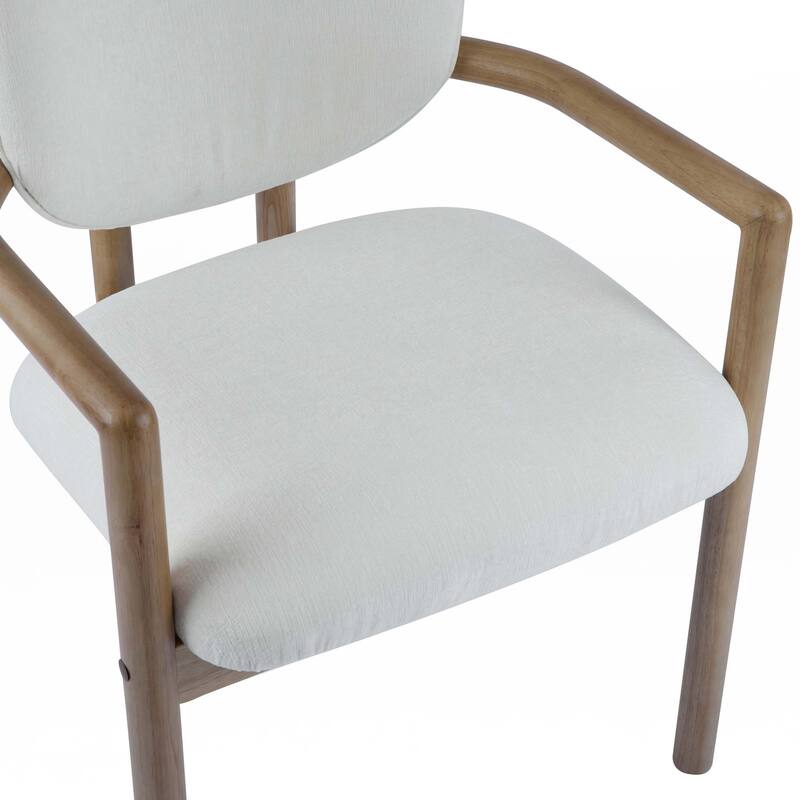 Dining Chairs Set of 2 Upholstered Arm Chairs - White