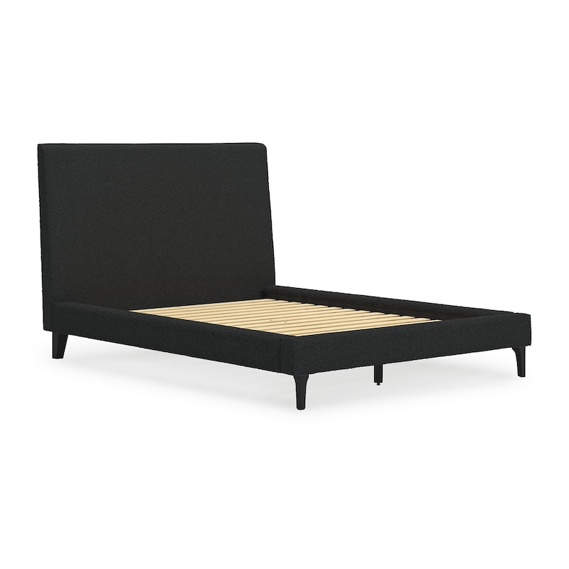 Signature Design by Ashley Cadmori Black Upholstered Bed with Roll Slats