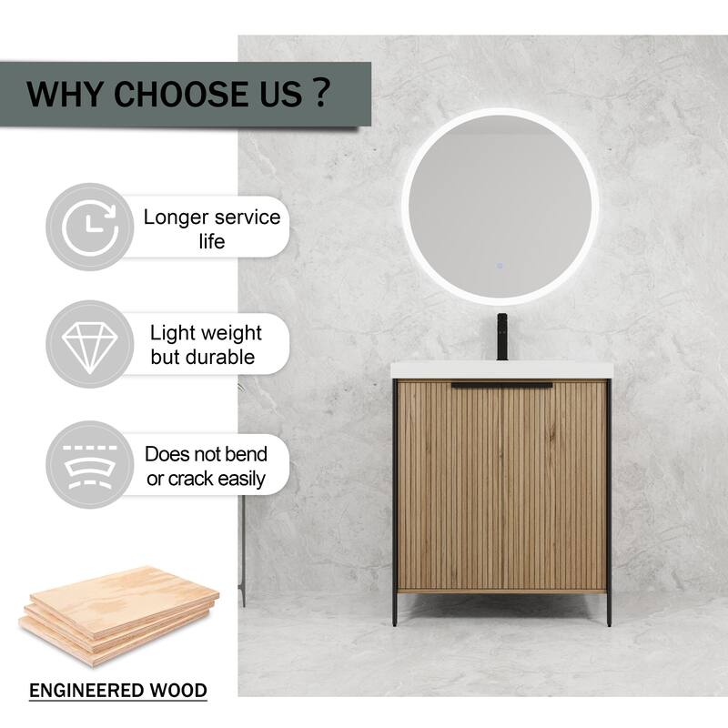 59-inch Double Sink Bathroom Vanity with Adjustable Shelves, Soft-Close Hinges, Resin Basin