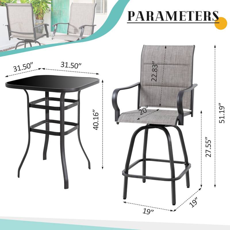 Futzca Patio Swivel Bar Bistro Set or Swivel Bar Stools