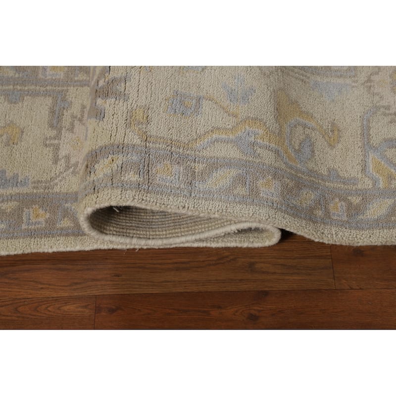 Earth Tone Oushak Indian Rug Hand-Knotted Transitional Wool Carpet - 8'0"x 9'5"