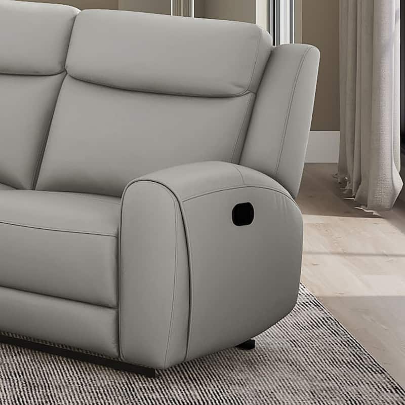 Furniture of America Kingsley Modern 2-Piece Top Grain Leather Sectional Sofa and Recliner Set