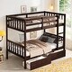 preview thumbnail 2 of 10, Twin Over Twin Rubber Wood Bunk Bed with 2 Drawers, Detachable Beds