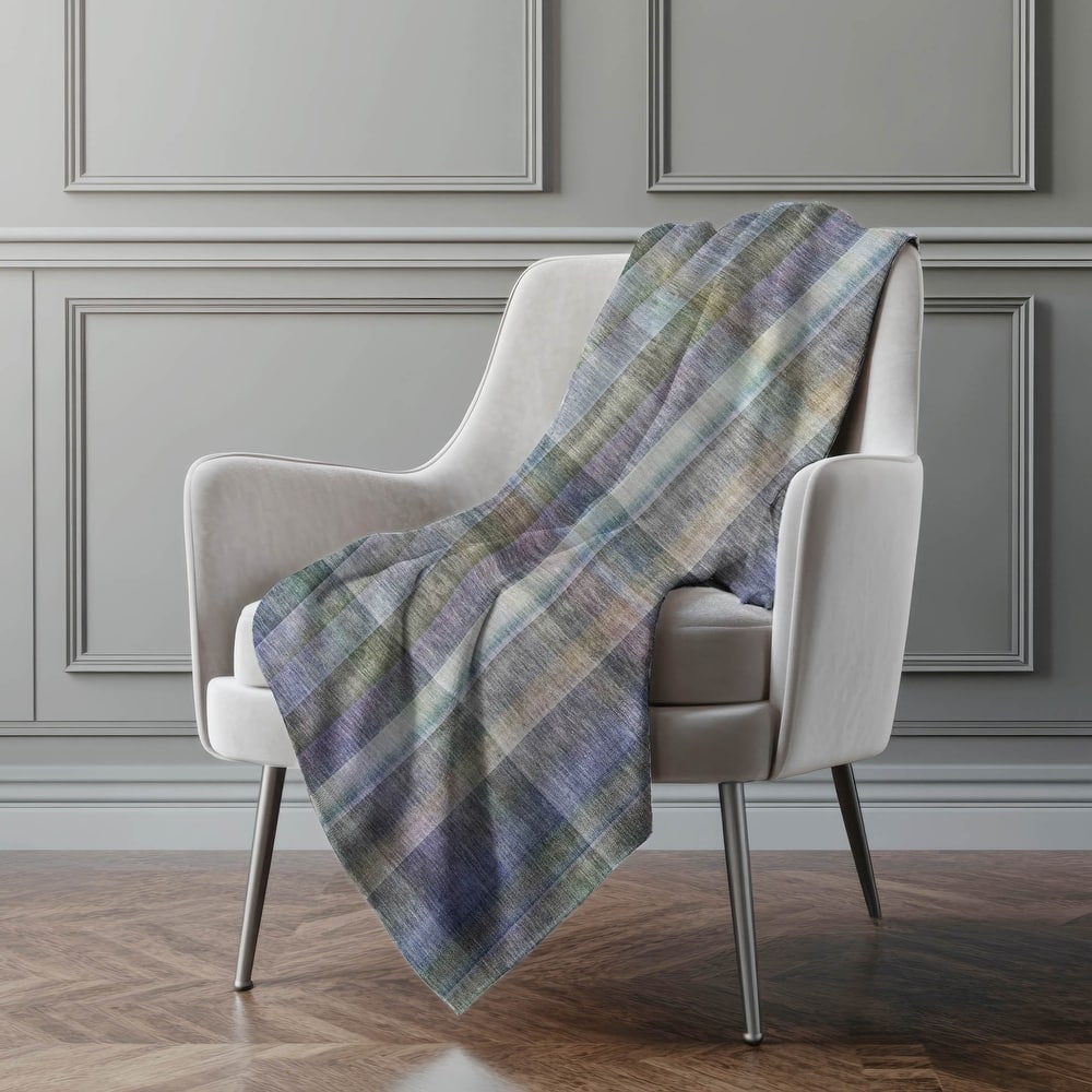 Premium Machine Washable Modern Plaid Sherpa Throw Blanket