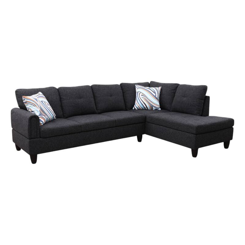 KISRAIS 97" Wide 2-Piece Flannel Sectional Sofa for Small Spaces