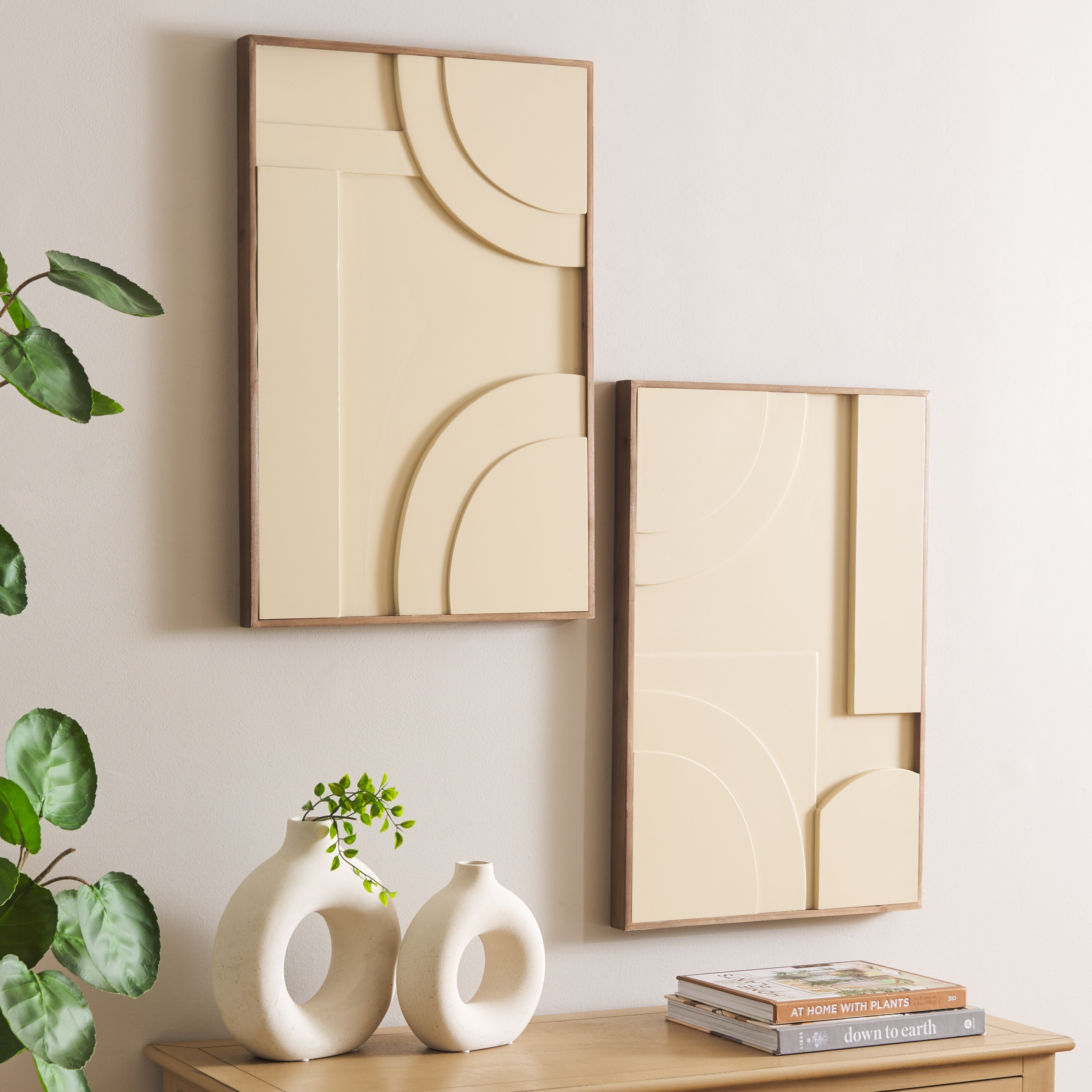 SAFAVIEH Geometry Scandinavian Wall Art Set of 2, Natural
