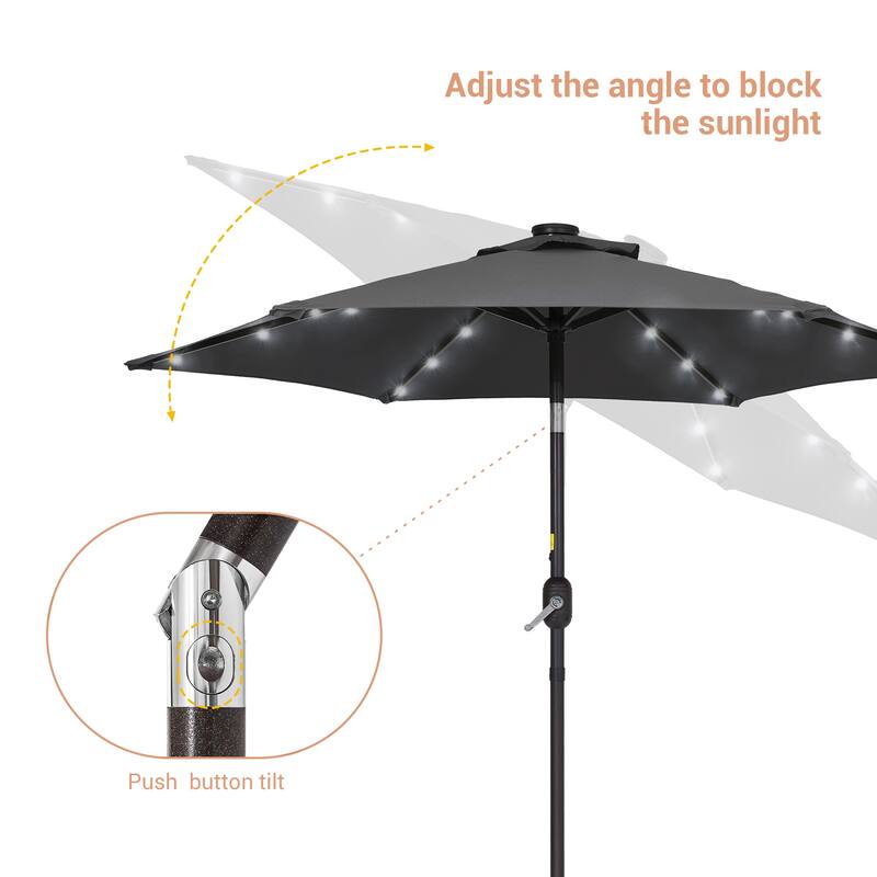 LIVOOSUN Patio 7.5 Feet Market Solar LED Light Umbrella
