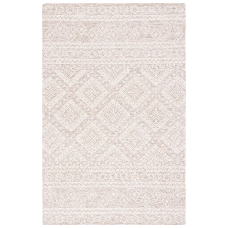 SAFAVIEH Handmade Micro-Loop Kobie Wool Rug - 6' x 9' - Beige/Ivory