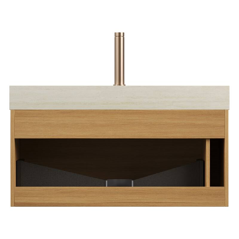 Floating Bathroom Vanity with Sink - Beige,Light Oak