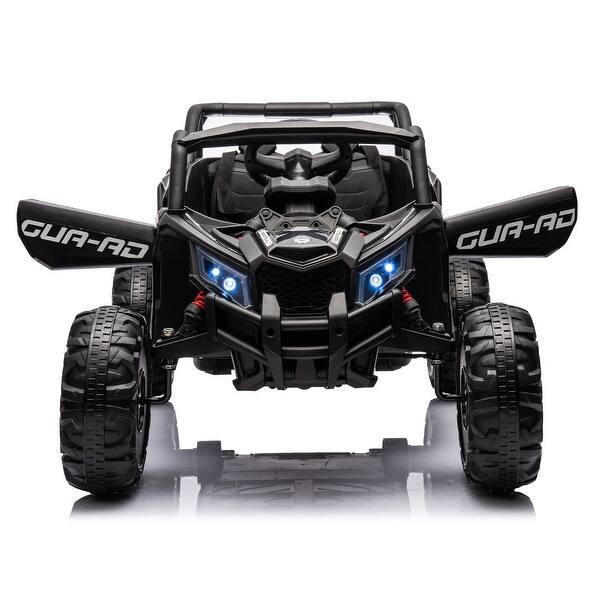 slide 2 of 95, Electric Ride-On Car with 3-Point Safety Harness, USB Music Player, LED Lights, and High-Low Speed - Kids UTV Adventure