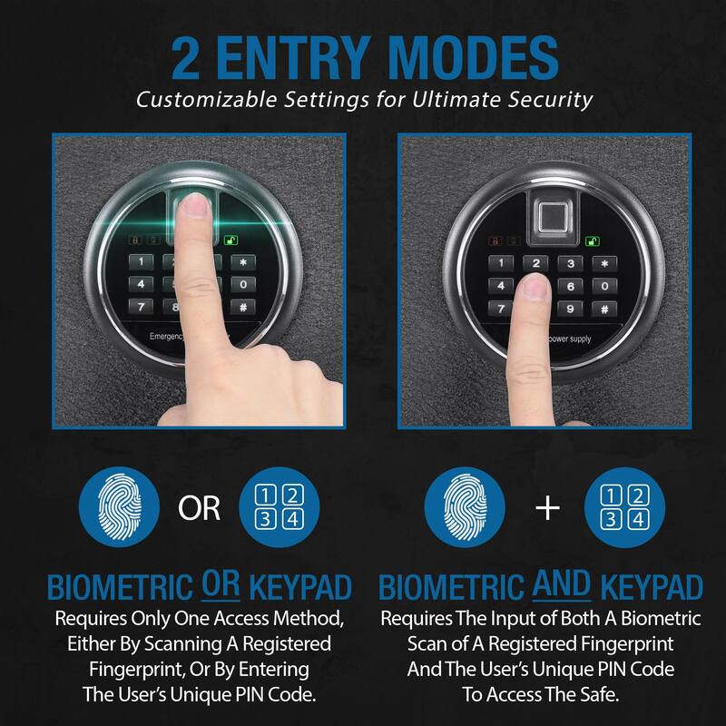 2.02 Cubic Ft Biometric Keypad Fire Resistant Safe