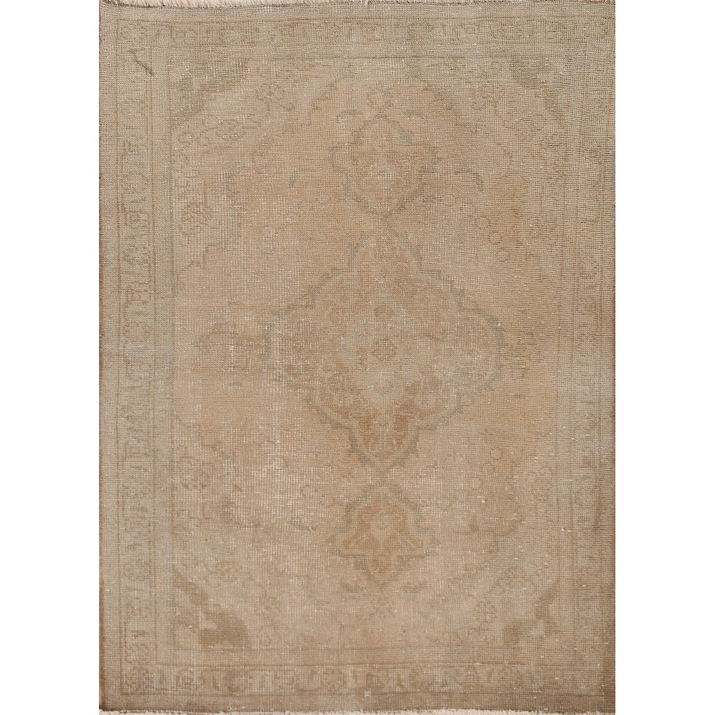 Hand Knotted Oriental 100% Wool Carpet Traditional Medallion Oranges & Rust Tabriz Area Rug - 4' 9'' X 3' 1''
