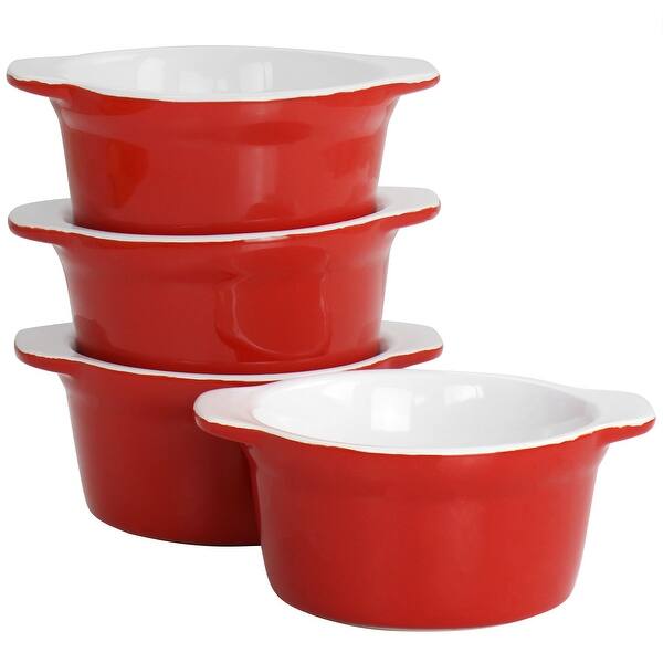 Martha Stewart 4 Piece Stoneware 4in Ramekin Set in Red Bed Bath
