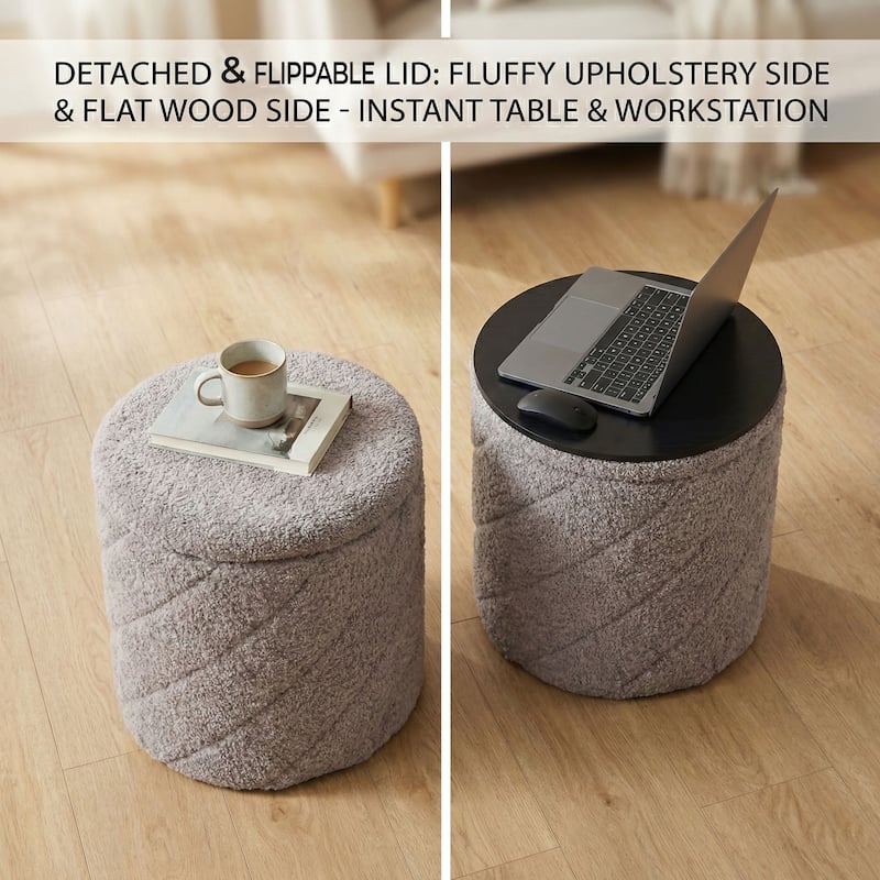 Diagonal Tufted Foldable Storage Ottoman with Reversible Lid