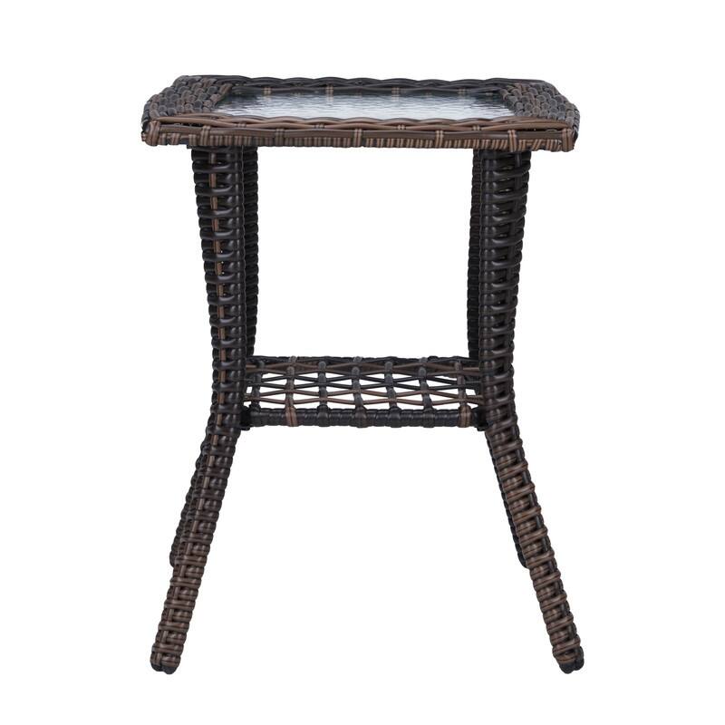 Patio 22 in. Wicker Side Table - Brown