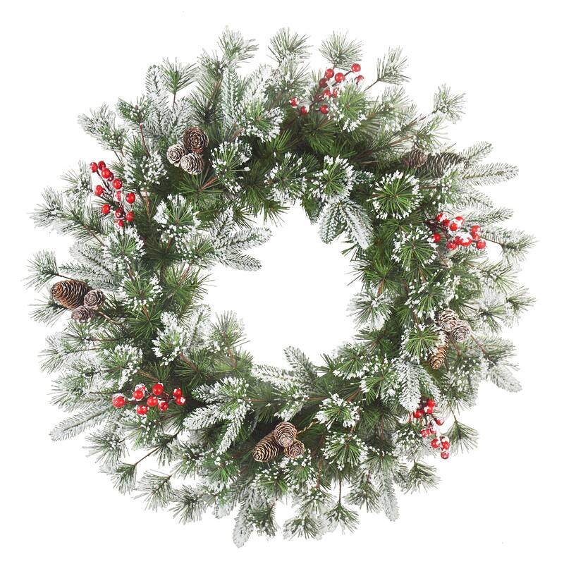 Flocked Pine Artificial Christmas Wreath - 24” - Unlit