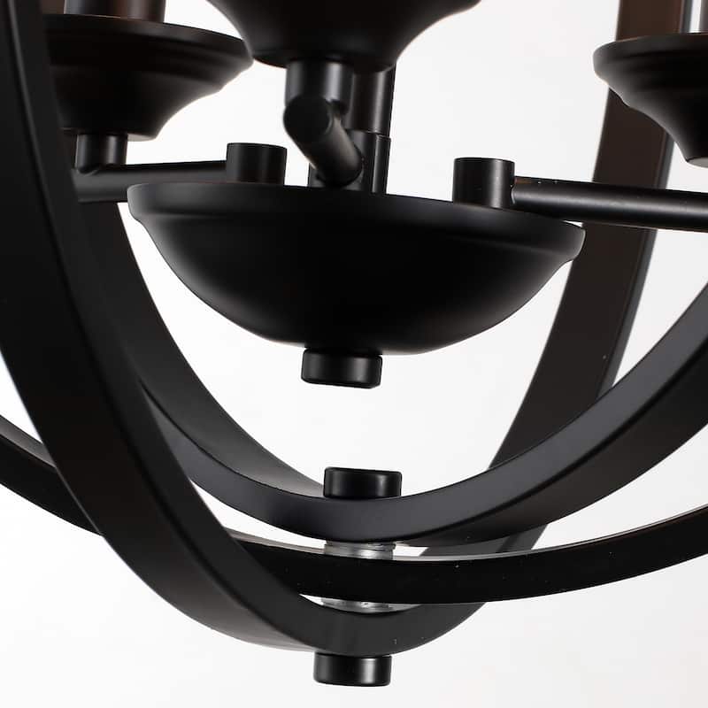 3 - Light Industrial Metal Orb Hanging Chandelier with Adjustable Chain