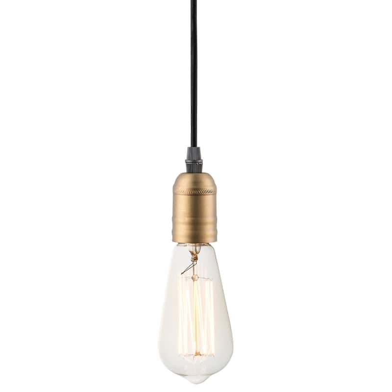Maxim Early Single Light Exposed Bulb Pendant with Black Fabric Cord