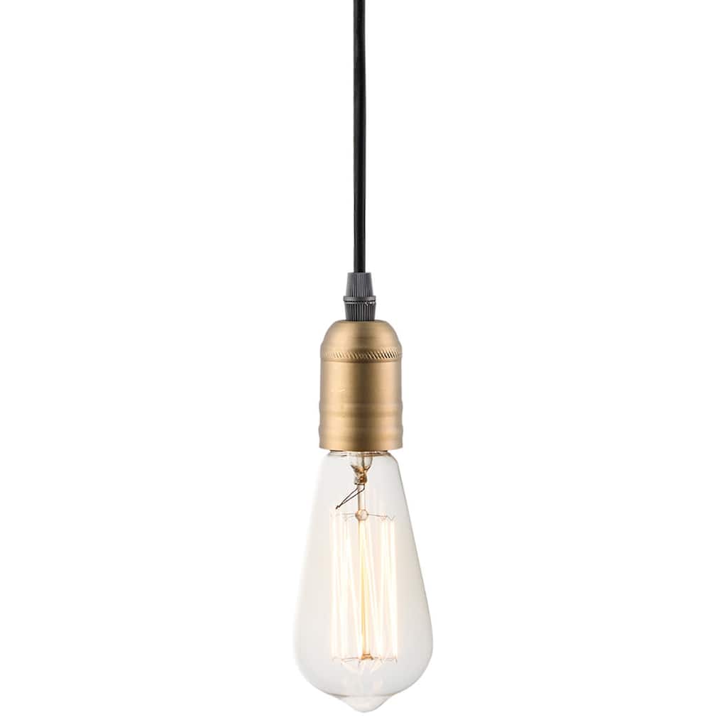 Maxim Early Single Light Exposed Bulb Pendant with Black Fabric Cord