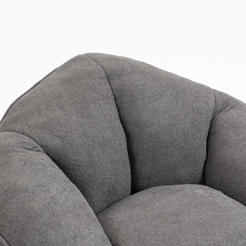 Fluffy Bean Bag Chair with Memory Foam & Ottoman for Living Room, Bedroom - Red