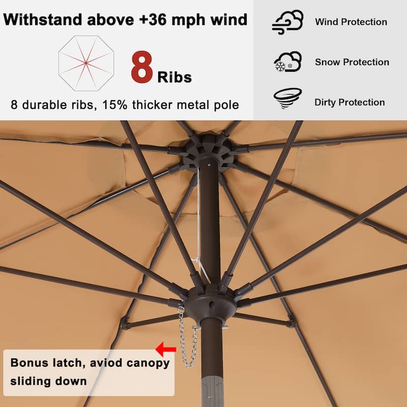 ABCCANOPY 10FT Outdoor Table Market Umbrella Tilt and Crank for Garden
