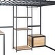 preview thumbnail 20 of 38, Full Size Metal Loft Bed with Bulit-in Desk and Stool, Heavy Duty Loft Bedframe with Cabinet and Open Storage Shelves for Kids