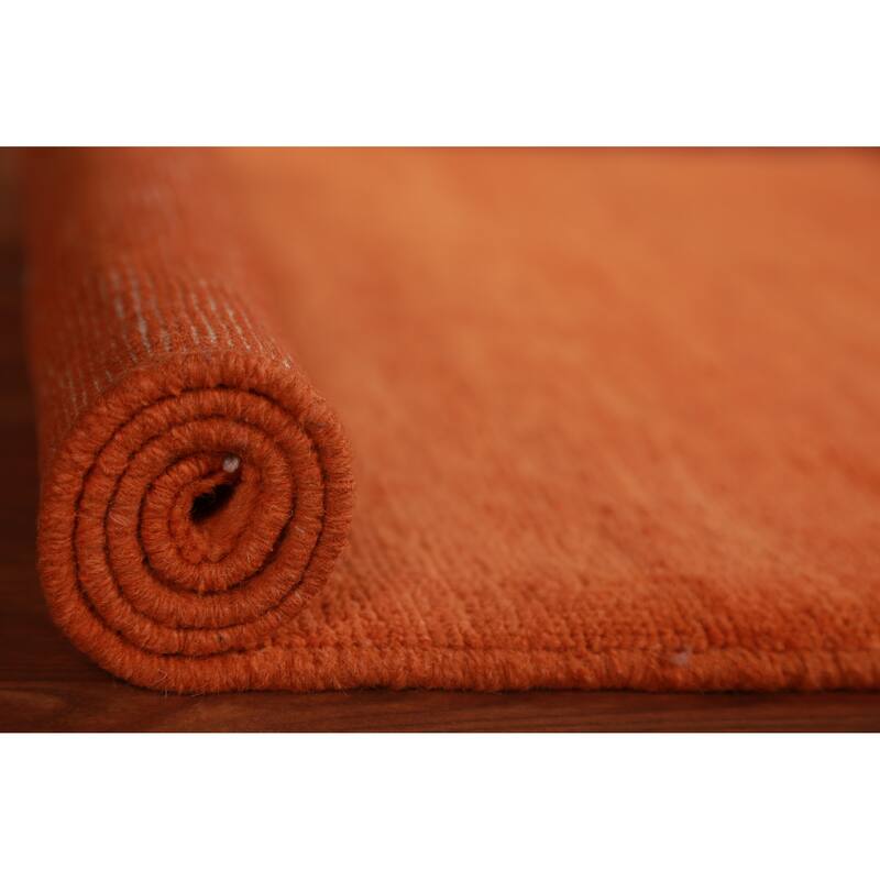 Modern Orange Gabbeh Oriental Accent Rug Hand-Knotted Wool Carpet - 2'9" x 3'11"