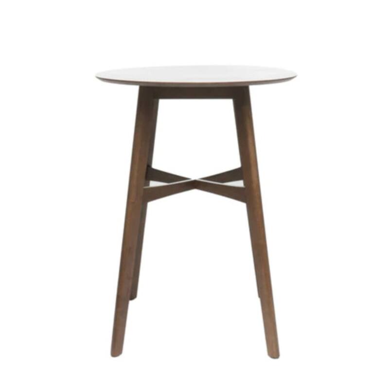 Roomfitters Mid-Century Modern Round Bar Table with Tapered Legs, 42 Inch High, Natural
