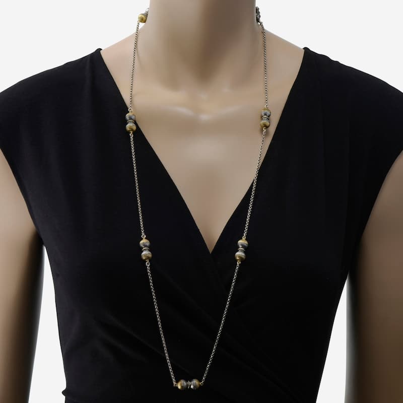 Konstantino Hebe Sterling Silver & 18K Yellow Gold Station Necklace - 36"