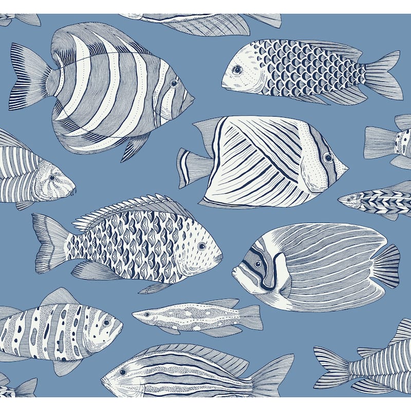 A-Street Prints Wailea Sky Blue Tropical School Wallpaper