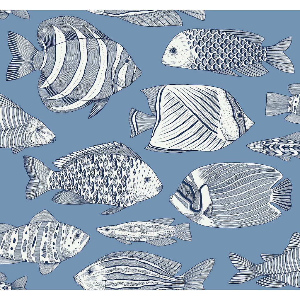 A-Street Prints Wailea Sky Blue Tropical School Wallpaper