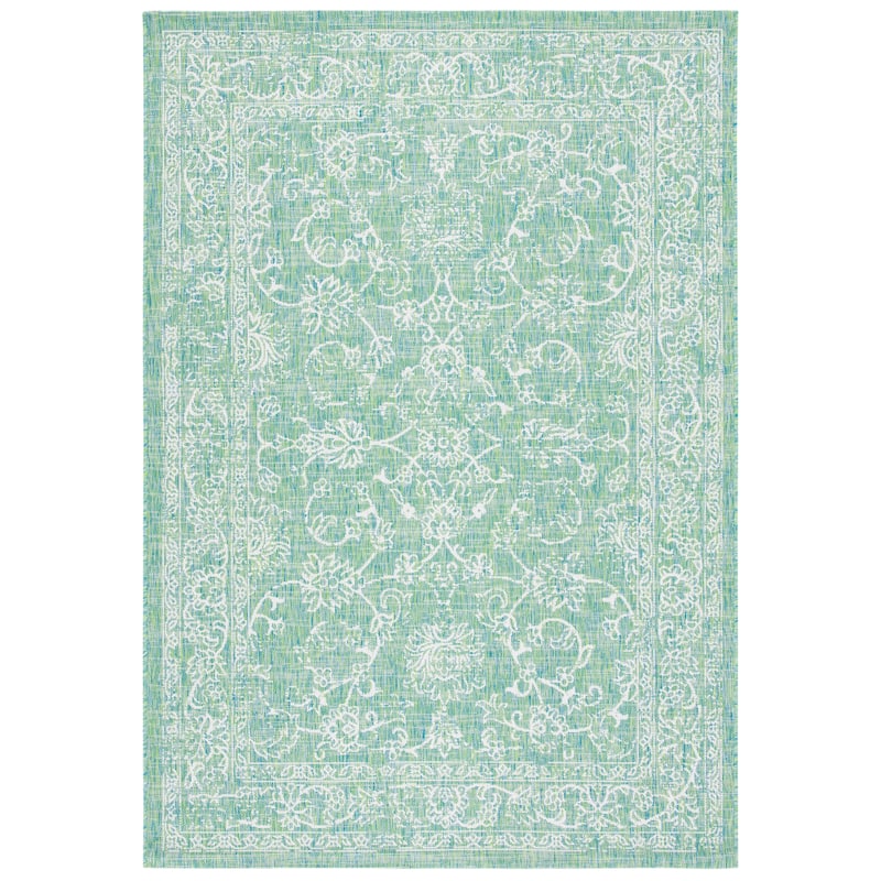 SAFAVIEH Courtyard Aquata Indoor/ Outdoor Waterproof Patio Backyard Rug - 2' x 3'7" - Green/Ivory