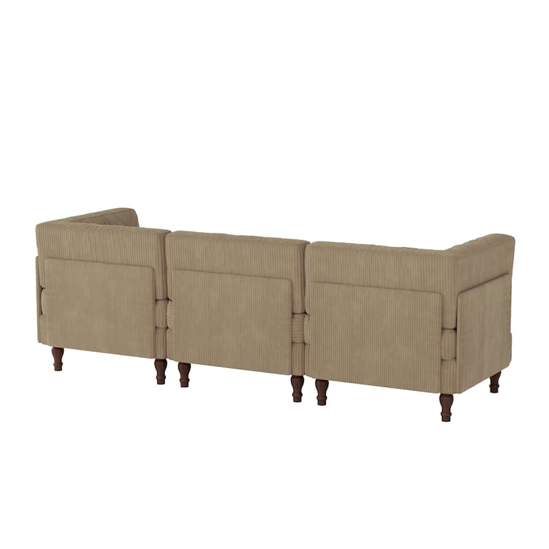 Oversized Modular Sectional Corduroy Fabric Tufted Sofa