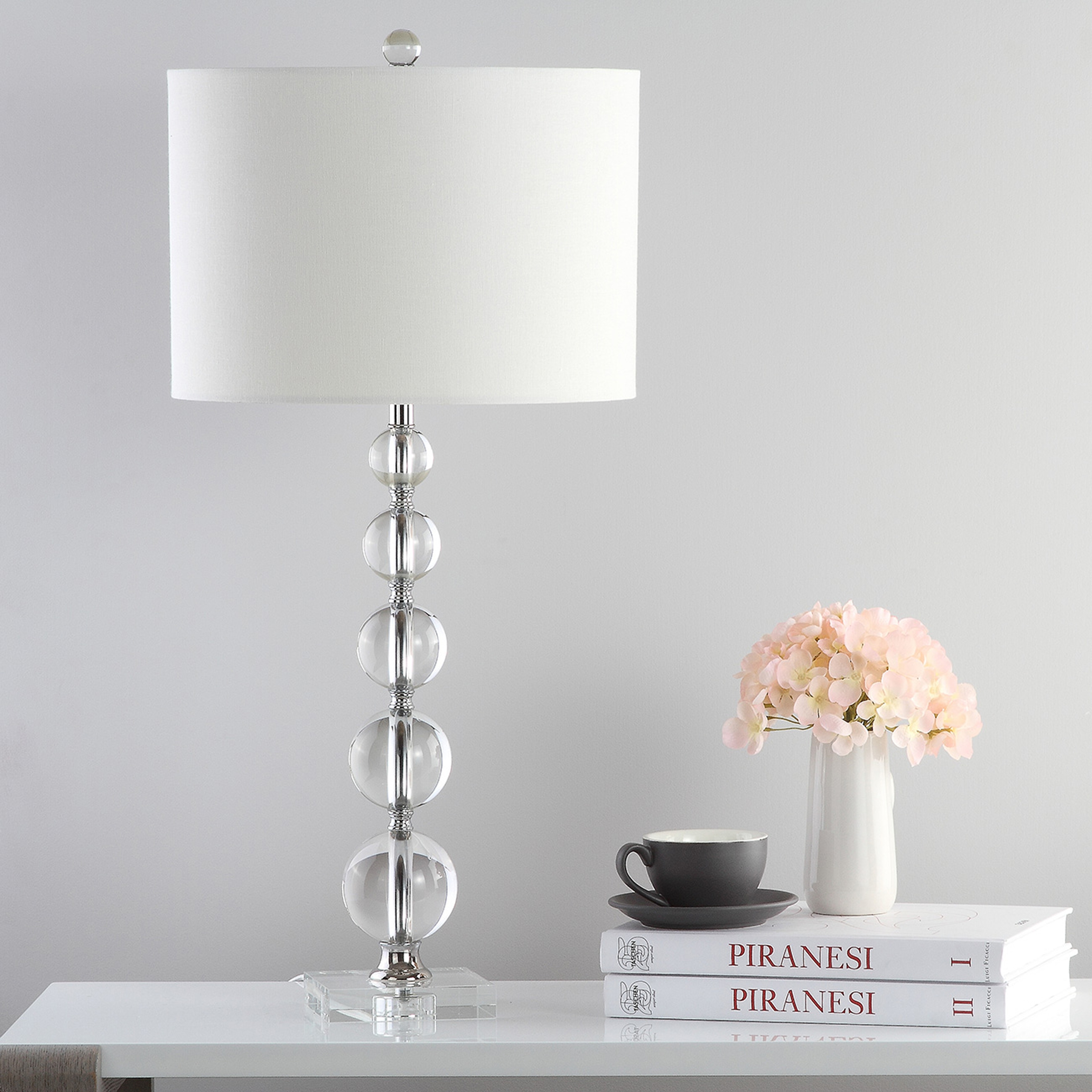 Stacked crystal top ball floor lamp