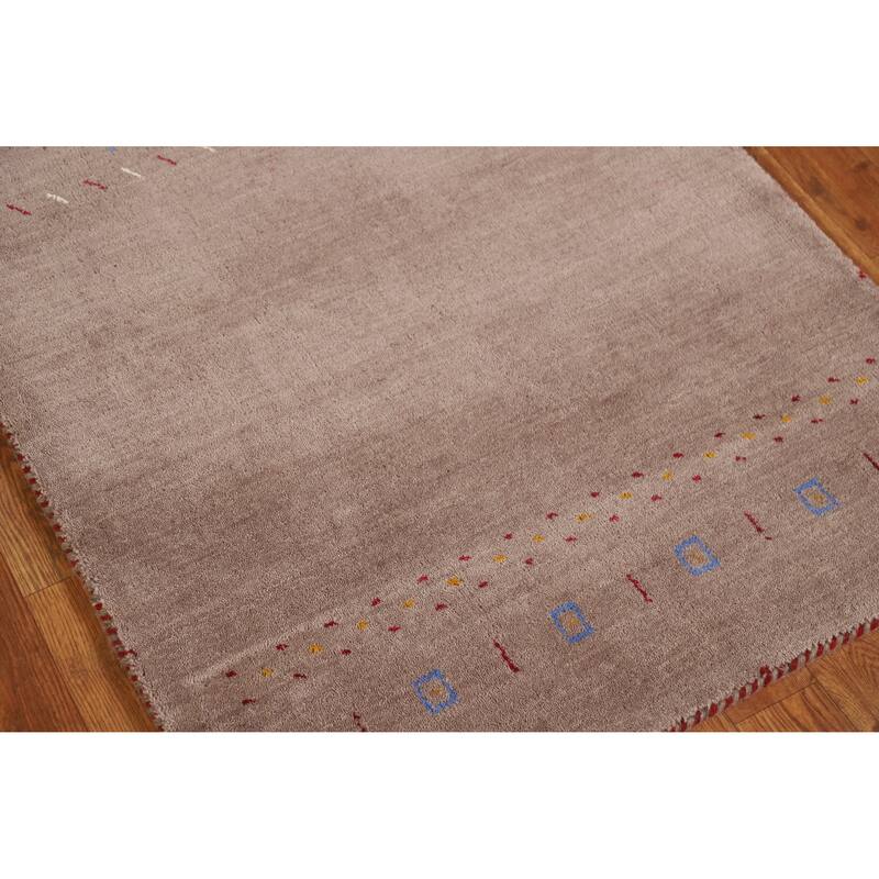 Hand Knotted Oriental 100% Wool Carpet Tribal Tribal Brown Gabbeh Runner Rug - 9' 10'' X 2' 8''