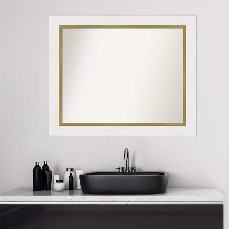 Non-Beveled Bathroom Wall Mirror - Eva White Gold Frame