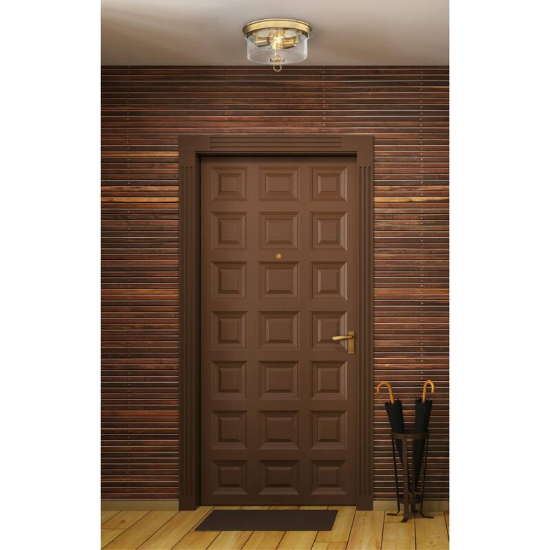 Westinghouse Lighting Lebanon 12 Inch, Two Light Flush Mount Ceiling Fixture, Champagne Brass Finish, Clear Glass - 12-Inch