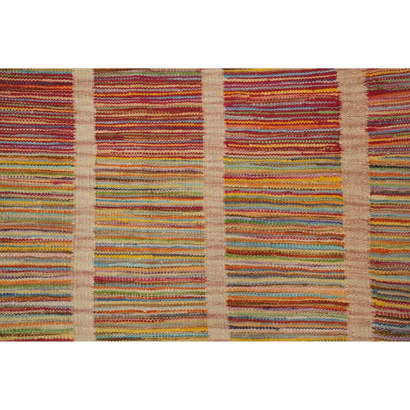Hand Woven Oriental 100% Wool Carpet Southwestern Geometric Multi-Colored Kilim Area Rug - 6' 3'' X 4' 8''