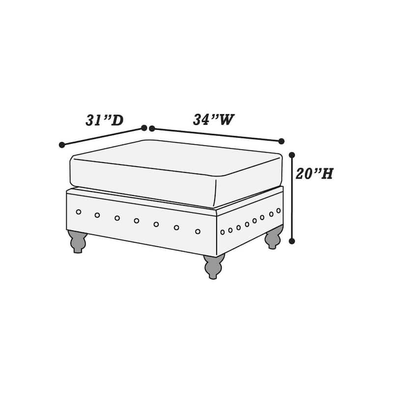 1pc Cocktail Ottoman Slate Breathable Leatherette Tufted Nailhead Wooden Legs Living Room Furniture