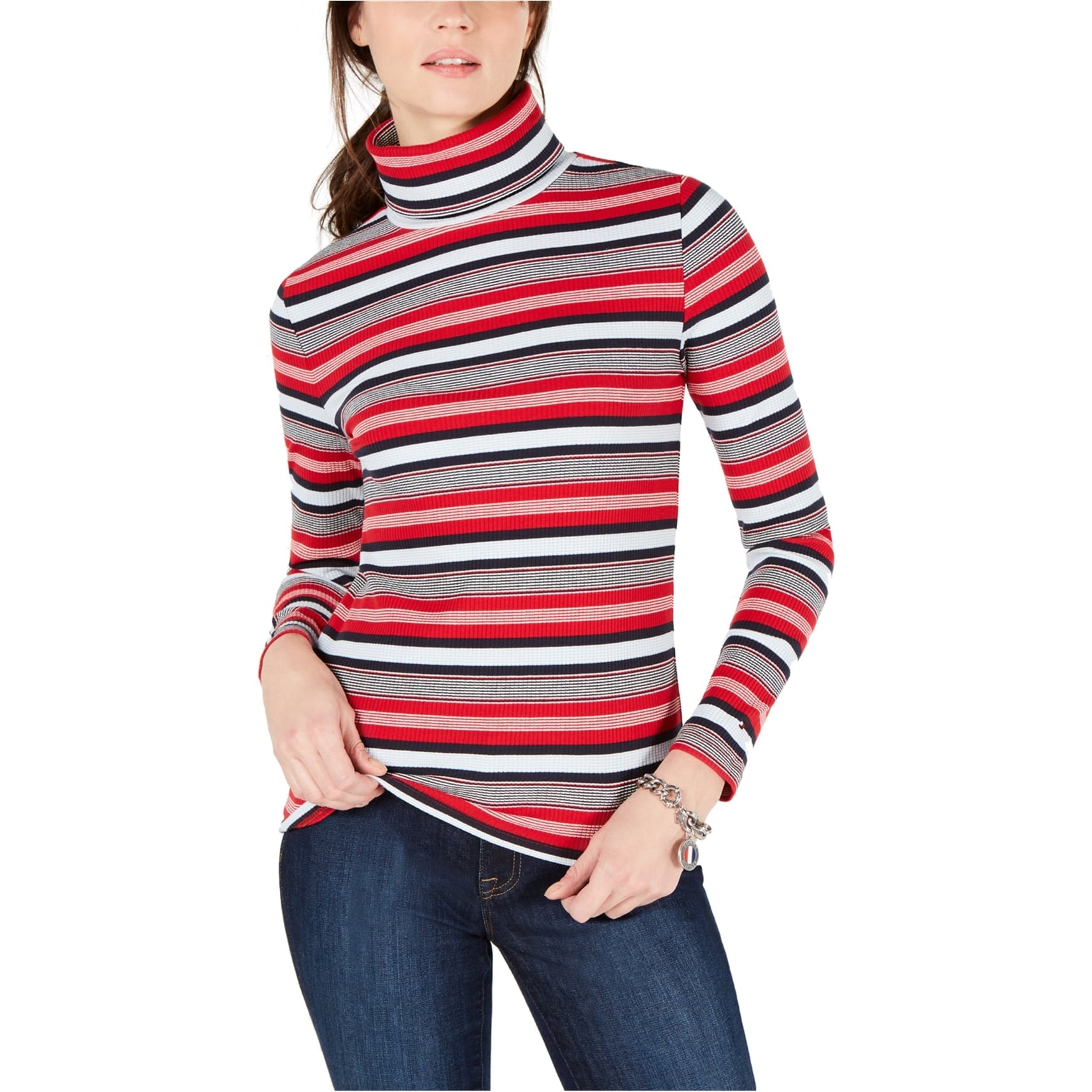 Tommy Hilfiger Womens Striped Pullover Blouse