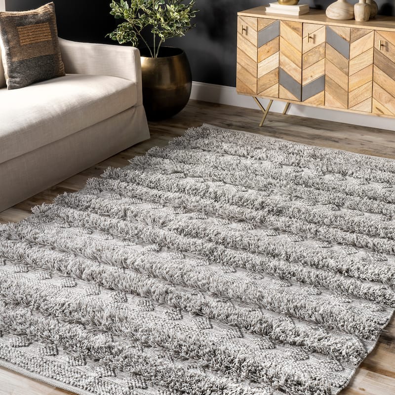 Nuloom Grey Southwestern Raised Tribal Band Area Rug