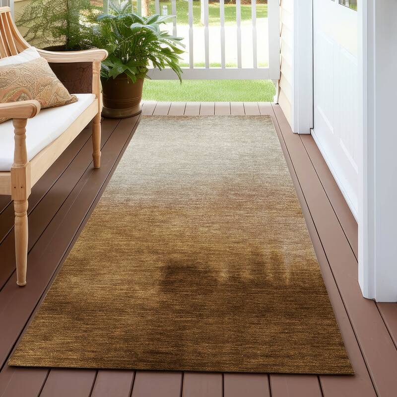Machine Washable Indoor/ Outdoor Modern Dawn Chantille Rug - Copper - 2'3" x 7'6"