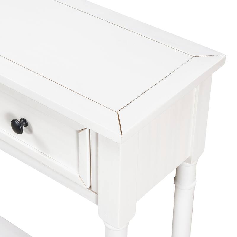 Console Table Sofa Table with Two Storage Drawers and Bottom Shelf for Living Room, Entryway