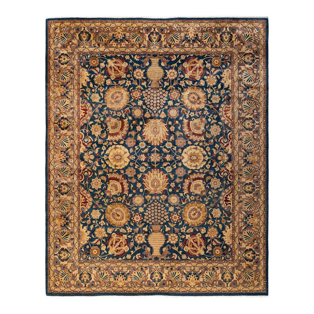 Overton Hand Knotted Wool Vintage Inspired Traditional Mogul Blue Area Rug - 8' 3" x 10' 2"