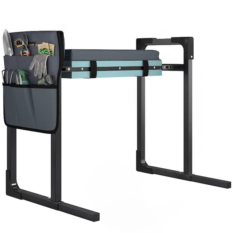 Outsunny Garden Kneeler and Seat, 330lbs Heavy Duty Foldable Gardening Stool with Extendable Legs, Thicker Soft Kneeling Pad